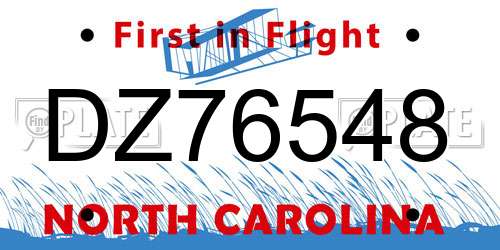 DZ76548 North Carolina License Plate