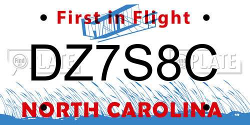 DZ7S8C North Carolina License Plate