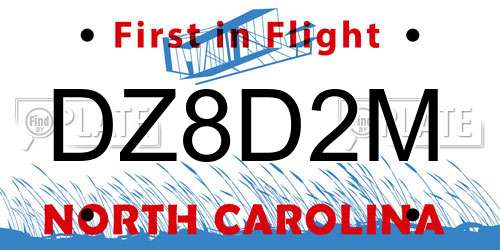 DZ8D2M North Carolina License Plate