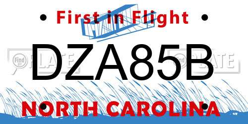 DZA85B North Carolina License Plate