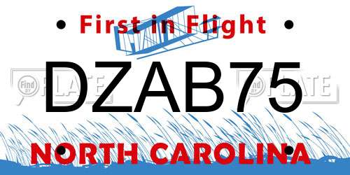 DZAB75 North Carolina License Plate