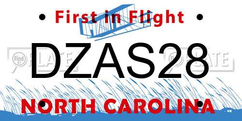 DZAS28 North Carolina License Plate