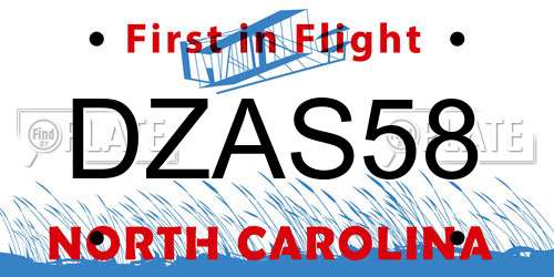 DZAS58 North Carolina License Plate