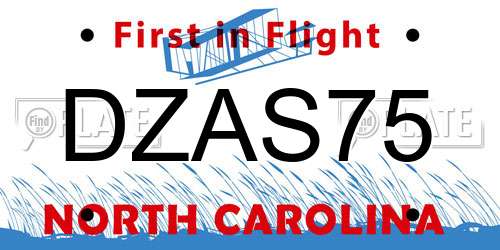 DZAS75 North Carolina License Plate