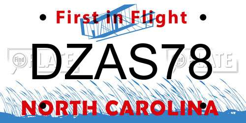 DZAS78 North Carolina License Plate