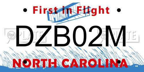 DZB02M North Carolina License Plate