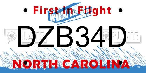 DZB34D North Carolina License Plate