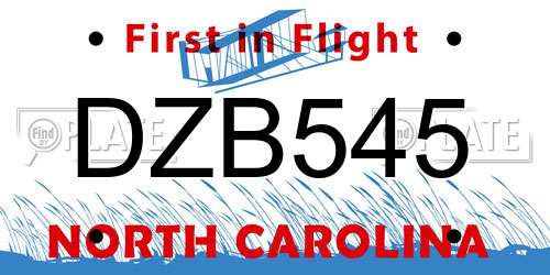 DZB545 North Carolina License Plate