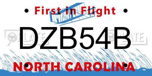 DZB54B North Carolina License Plate