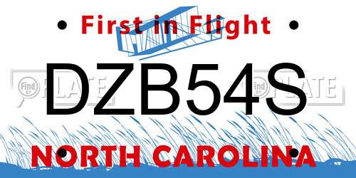 DZB54S North Carolina License Plate