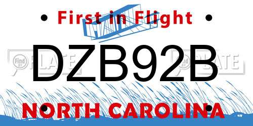 DZB92B North Carolina License Plate