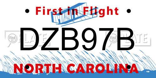 DZB97B North Carolina License Plate