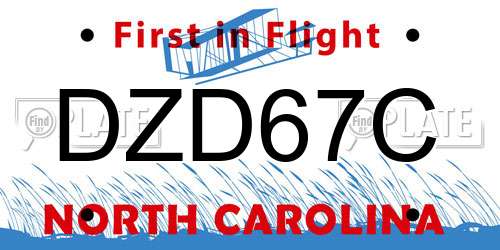 DZD67C North Carolina License Plate