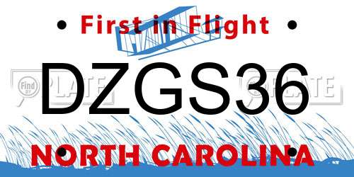DZGS36 North Carolina License Plate