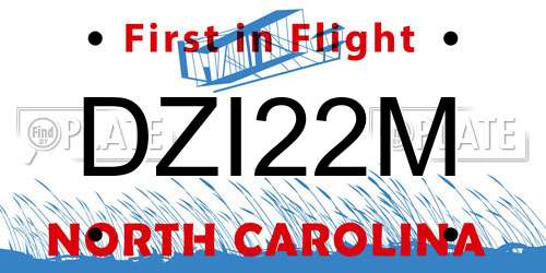 DZI22M North Carolina License Plate