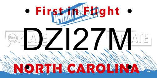 DZI27M North Carolina License Plate