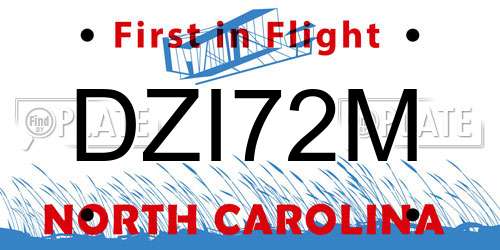 DZI72M North Carolina License Plate