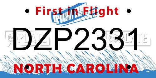 DZP2331 North Carolina License Plate
