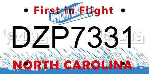 DZP7331 North Carolina License Plate