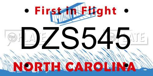 DZS545 North Carolina License Plate