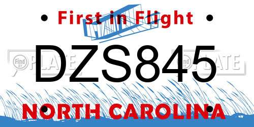 DZS845 North Carolina License Plate