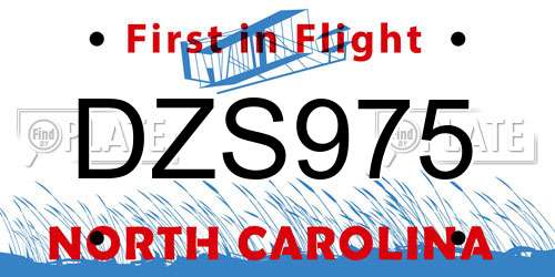 DZS975 North Carolina License Plate
