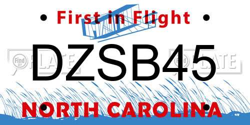 DZSB45 North Carolina License Plate