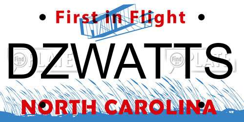 DZWATTS North Carolina License Plate