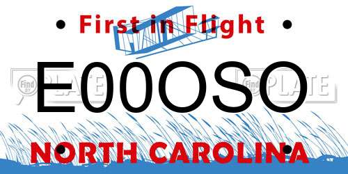 E00OSO North Carolina License Plate