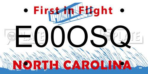 E00OSQ North Carolina License Plate