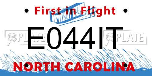 E044IT North Carolina License Plate