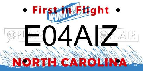 E04AIZ North Carolina License Plate