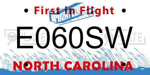 E060SW North Carolina License Plate