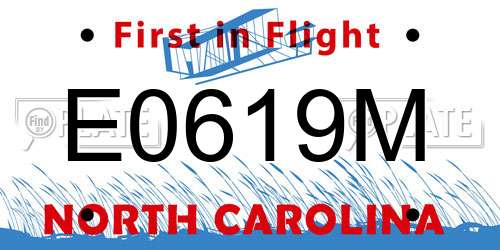 E0619M North Carolina License Plate