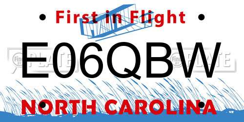 E06QBW North Carolina License Plate
