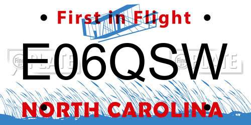 E06QSW North Carolina License Plate