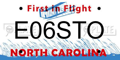 E06STO North Carolina License Plate
