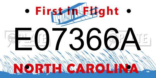 E07366A North Carolina License Plate