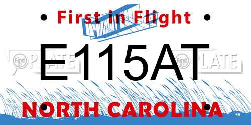 E115AT North Carolina License Plate