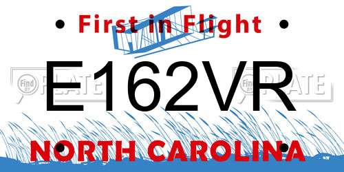 E162VR North Carolina License Plate