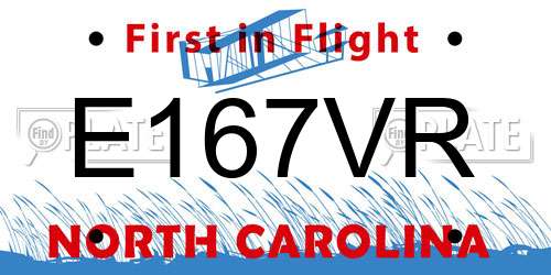 E167VR North Carolina License Plate