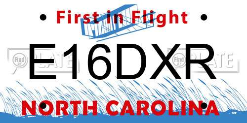 E16DXR North Carolina License Plate