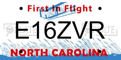 E16ZVR North Carolina License Plate