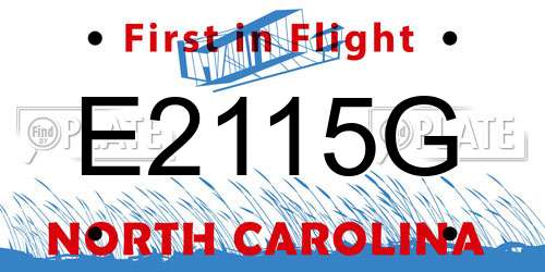 E2115G North Carolina License Plate