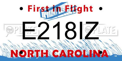E218IZ North Carolina License Plate