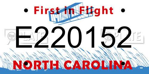 E220152 North Carolina License Plate