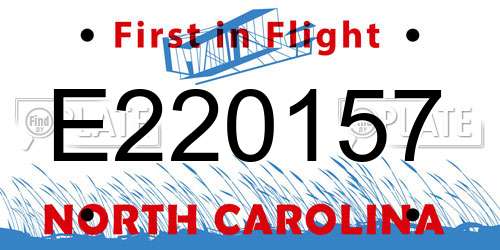 E220157 North Carolina License Plate