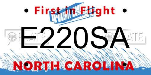 E220SA North Carolina License Plate