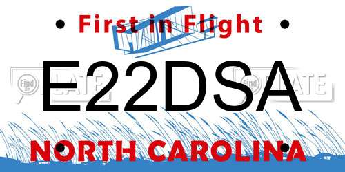 E22DSA North Carolina License Plate