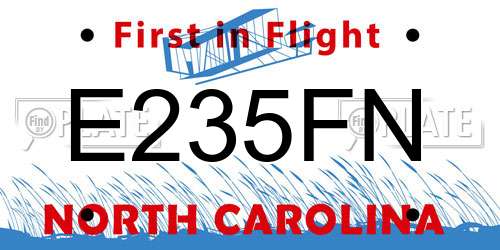E235FN North Carolina License Plate